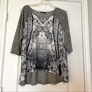 Apt 9 Gray Sheer Top 3X